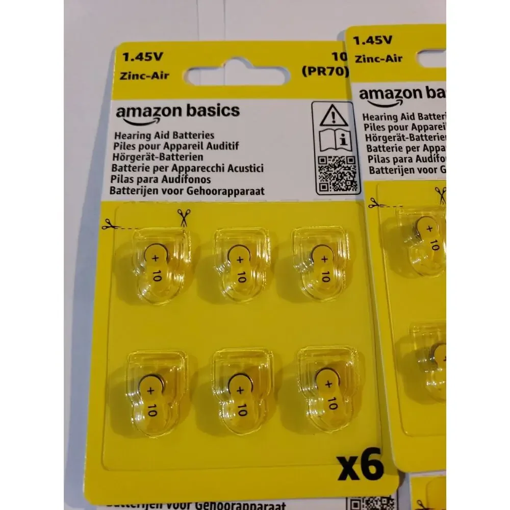 Lot Of 54 Amazon Hearing Aid Size 10 Zinc-Air 6 Pack X9 Batteries 1.45 Volt